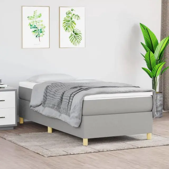 Alt view image 7 of 16 - vidaXL Bed Frame Base Bedroom Furniture Light Gray 39.4"x79.9" Twin XL Fabric