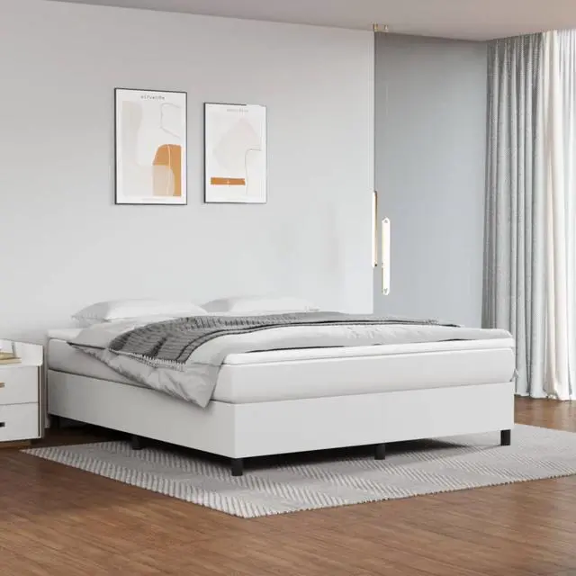 Alt view image 7 of 15 - vidaXL Bed Frame Bedroom Furniture White 72"x83.9" California King Faux Leather