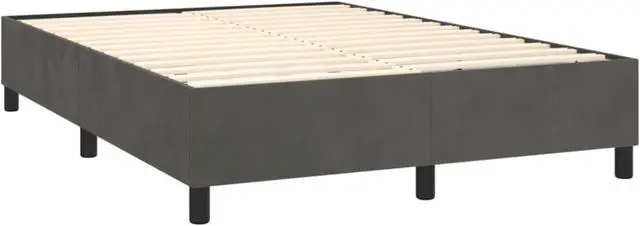 Alt view image 9 of 13 - vidaXL Bed Frame Box Spring Bed Frame Base Dark Gray 59.8"x79.9" Queen Velvet
