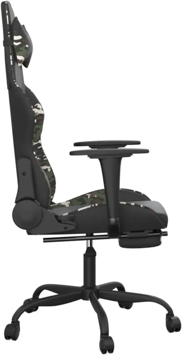Alt view image 4 of 9 - vidaXL Gaming Chair with Footrest Black and Camouflage Faux Leather