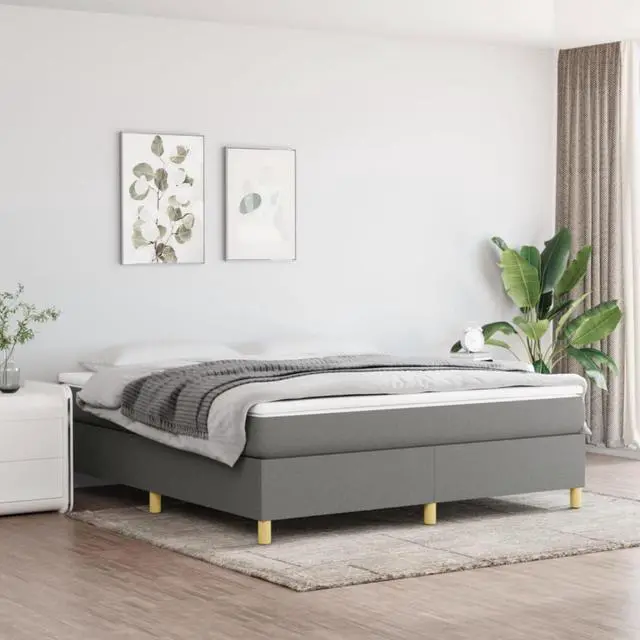 Main image of vidaXL Box Spring Bed with Mattress Dark Gray 72"x83.9" California King Fabric