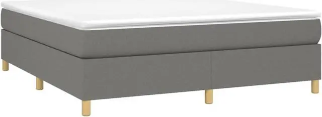 Alt view image 3 of 9 - vidaXL Box Spring Bed with Mattress Dark Gray 72"x83.9" California King Fabric