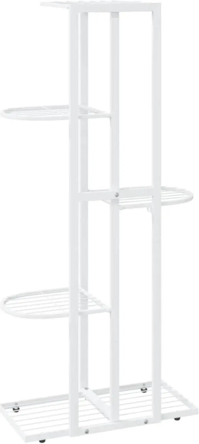 Alt view image 5 of 13 - vidaXL 5-Floor Flower Stand 16.9"x8.7"x38.6" White Metal