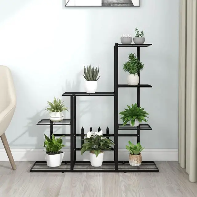 Main image of vidaXL Flower Stand 37.2"x9.8"x34.6" Black Metal
