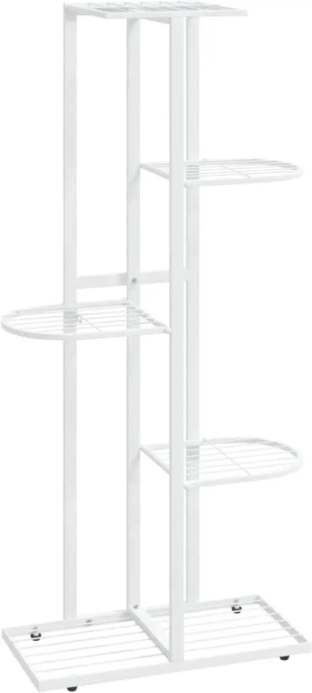 Alt view image 2 of 13 - vidaXL 5-Floor Flower Stand 16.9"x8.7"x38.6" White Metal