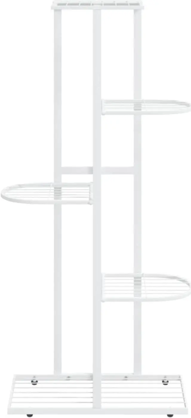 Alt view image 3 of 13 - vidaXL 5-Floor Flower Stand 16.9"x8.7"x38.6" White Metal