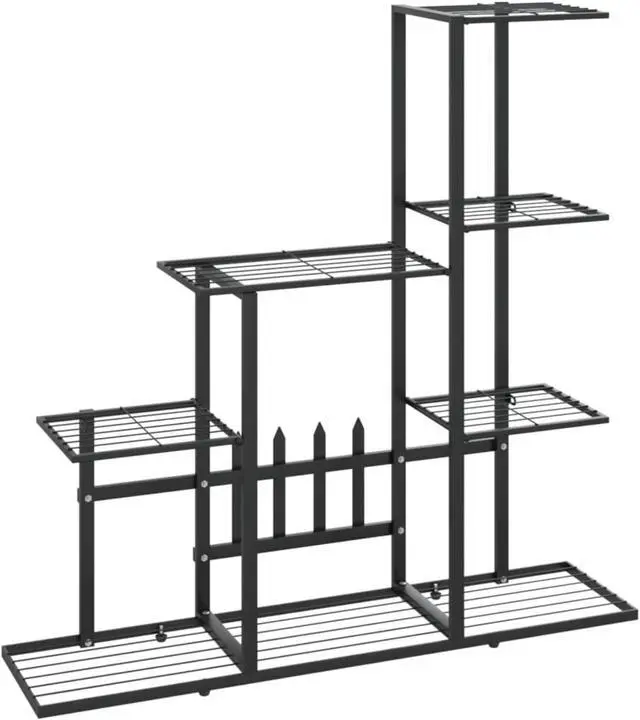 Alt view image 2 of 13 - vidaXL Flower Stand 37.2"x9.8"x34.6" Black Metal