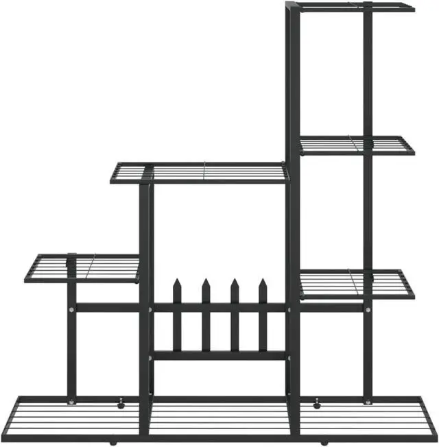 Alt view image 3 of 13 - vidaXL Flower Stand 37.2"x9.8"x34.6" Black Metal
