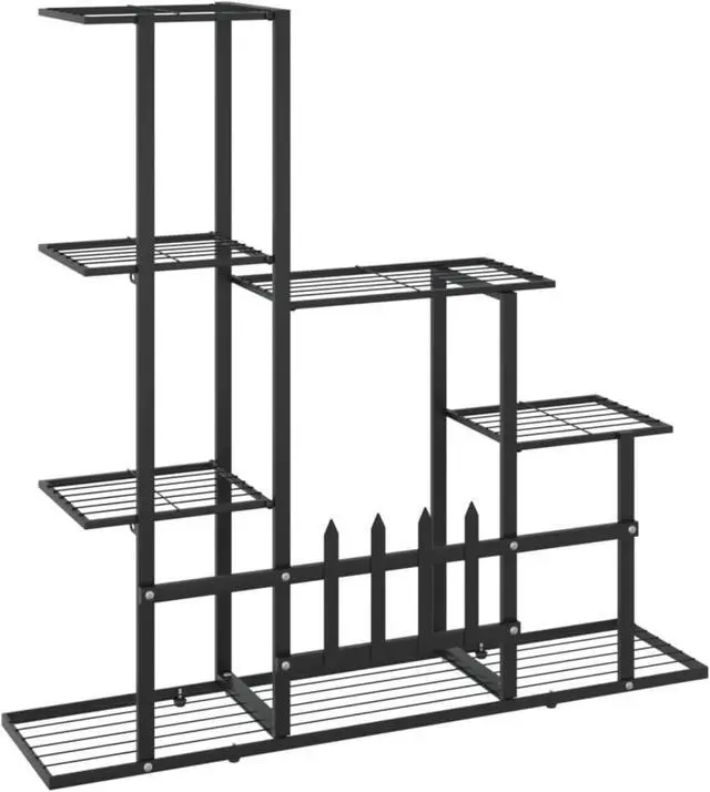 Alt view image 5 of 13 - vidaXL Flower Stand 37.2"x9.8"x34.6" Black Metal