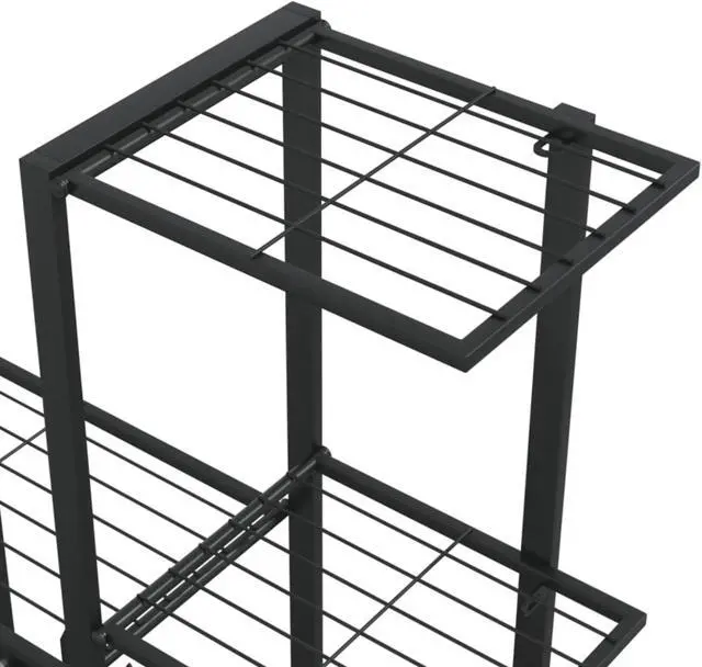 Alt view image 6 of 13 - vidaXL Flower Stand 37.2"x9.8"x34.6" Black Metal