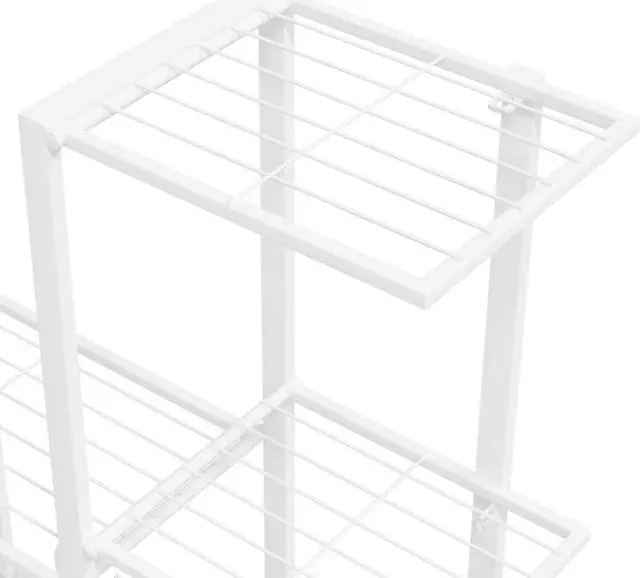 Alt view image 6 of 13 - vidaXL Flower Stand with Wheel 37.2"x9.8"x36.4" White Metal