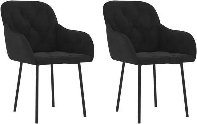 Alt view image 9 of 16 - vidaXL Dining Chairs 2 Pcs Accent Chair Armchair for Living Room Black Velvet