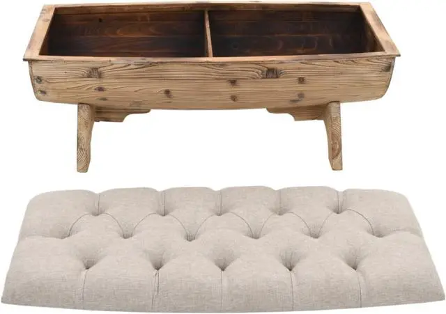 Alt view image 4 of 12 - vidaXL Storage Bench 40.6" Solid Wood Fir