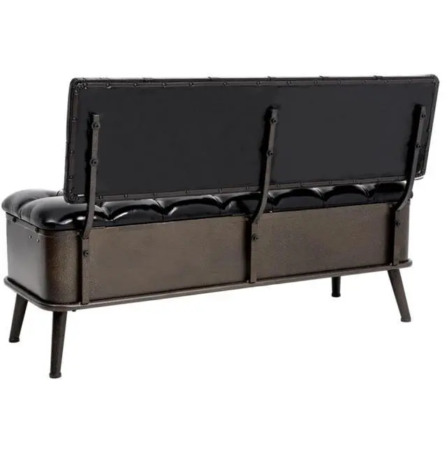 Alt view image 5 of 12 - vidaXL Storage Bench with Backrest 43.3" Black Faux Leather