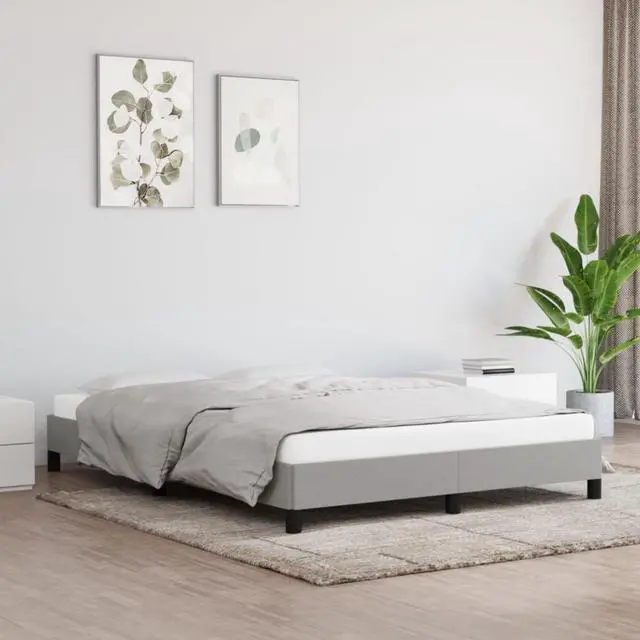 Alt view image 6 of 15 - vidaXL Full Size Bed Frame with Plywood Slats, Platform Bed Frame, Fabric Upholstered Mattress Foundation, No Box Spring Needed & Easy Assembly, Light Gray, without Mattress