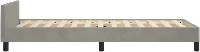 Alt view image 6 of 17 - vidaXL Bed Frame with Headboard Light Gray 39.4"x74.8" Twin Velvet