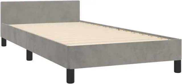 Alt view image 4 of 17 - vidaXL Bed Frame with Headboard Light Gray 39.4"x74.8" Twin Velvet
