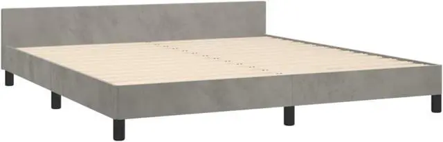 Alt view image 4 of 18 - vidaXL Bed Frame with Headboard Light Gray 76"x79.9" King Velvet