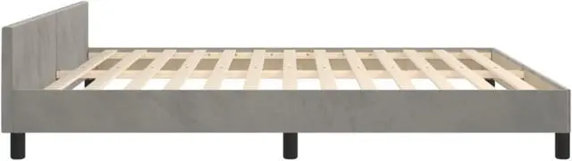 Alt view image 6 of 18 - vidaXL Bed Frame with Headboard Light Gray 76"x79.9" King Velvet