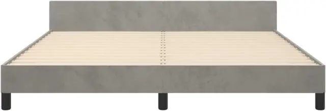Alt view image 5 of 18 - vidaXL Bed Frame with Headboard Light Gray 76"x79.9" King Velvet