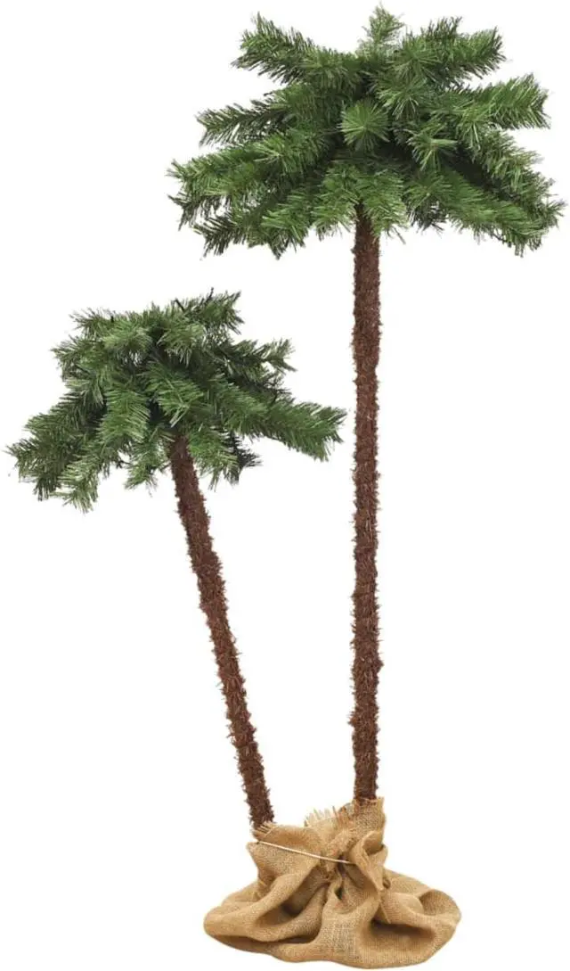 Alt view image 2 of 16 - vidaXL Artificial Double Palm Tree with LEDs 41.3"&70.9"