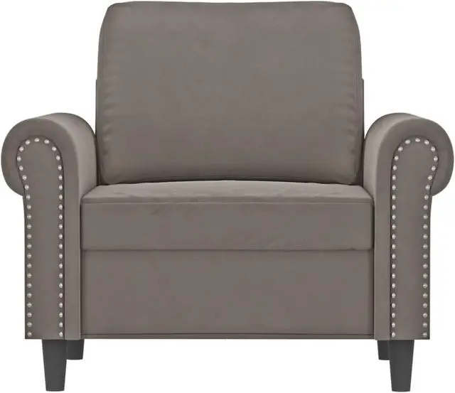 Alt view image 3 of 18 - vidaXL Sofa Chair Light Gray 23.6" Velvet