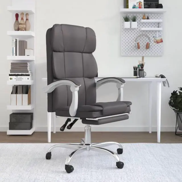 Main image of vidaXL Reclining Office Chair Gray Faux Leather
