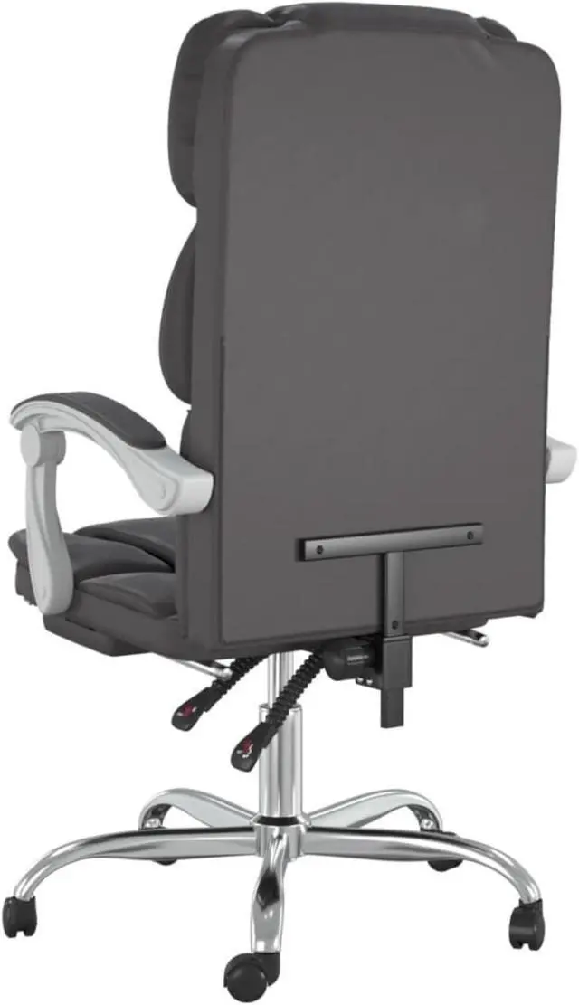 Alt view image 5 of 18 - vidaXL Reclining Office Chair Gray Faux Leather
