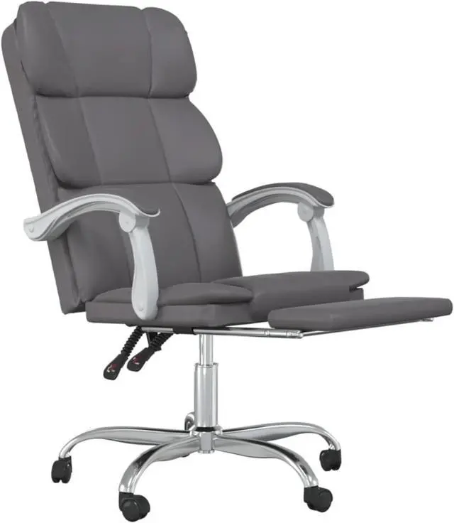Alt view image 6 of 18 - vidaXL Reclining Office Chair Gray Faux Leather