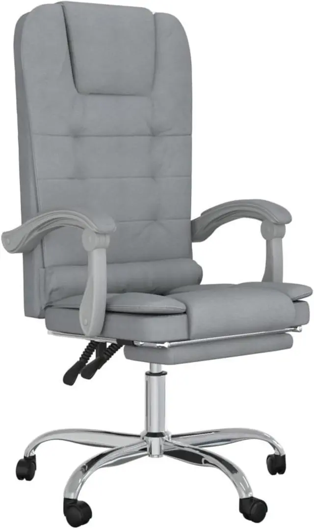 Alt view image 2 of 16 - vidaXL Massage Reclining Office Chair Light Gray Fabric