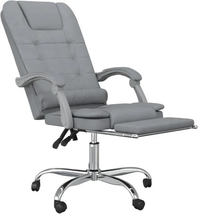 Alt view image 6 of 16 - vidaXL Massage Reclining Office Chair Light Gray Fabric
