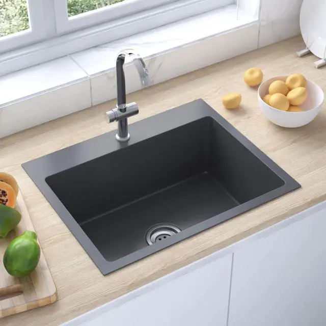Main image of vidaXL Handmade Kitchen Sink Black Stainless Steel