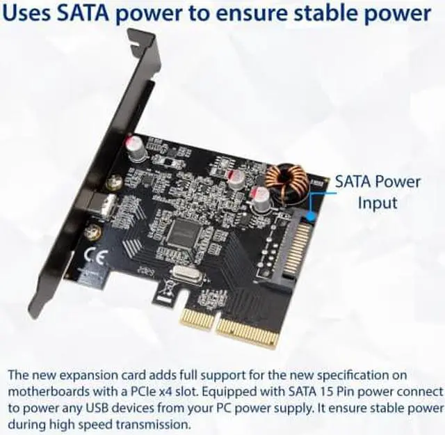 Alt view image 7 of 10 - Single Port USB-C 3.2 Gen 2x2 PCI-e Gen 3 x4 Expansion Card