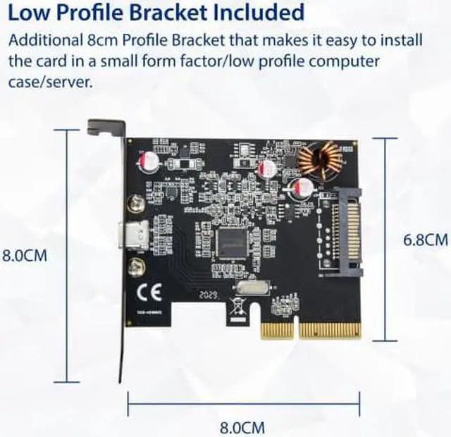 Alt view image 8 of 10 - Single Port USB-C 3.2 Gen 2x2 PCI-e Gen 3 x4 Expansion Card