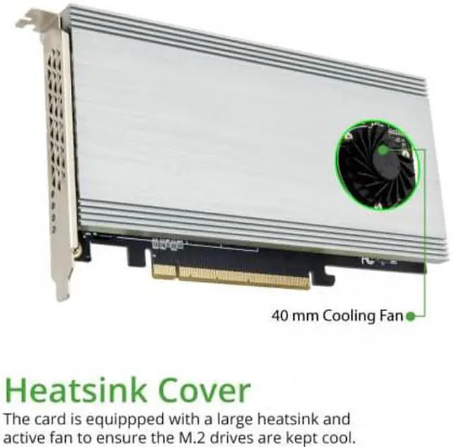 Alt view image 8 of 9 - QUAD M.2 NVMe Ports to PCIe 3.0 x16 Interface ( x8 Bandwidth) Bifurcation Riser Controller