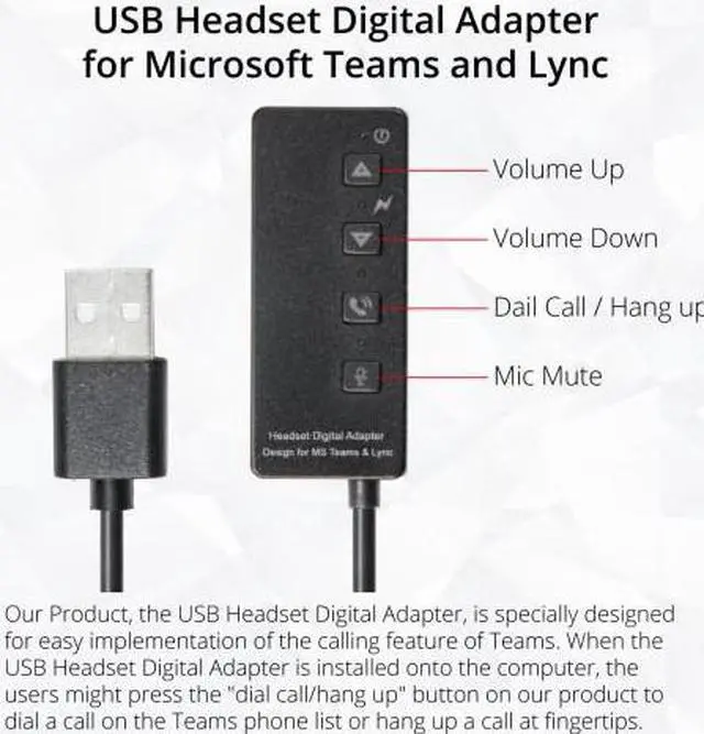 Alt view image 7 of 8 - USB Headphone Digital Adapter for Microsoft Teams and Lync