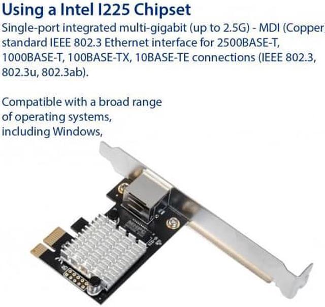 Alt view image 9 of 12 - Single Port 2.5 Gigabit Ethernet PCI-e x1 Controller Card NIC Intel I225 Chipset