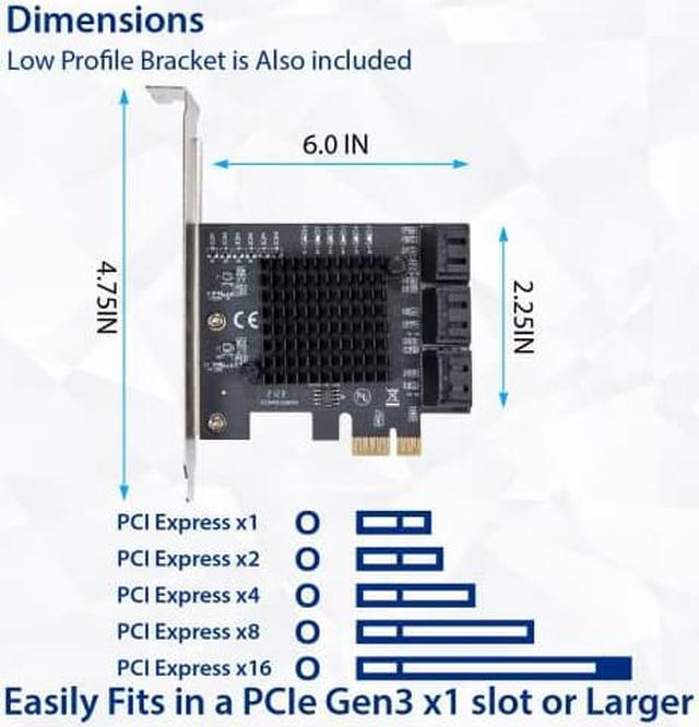 Alt view image 12 of 17 - 6 Port SATA III to PCIe 3.0 x1 NON-RAID Expansion Card