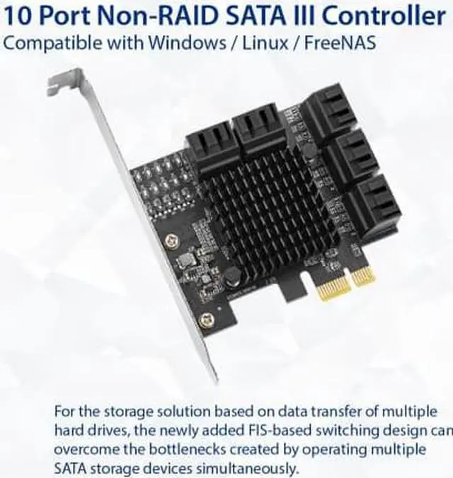 Alt view image 15 of 16 - IO Crest 10 Port SATA III to PCIe 3.0 x1 NON-RAID Expansion Card SYPEX40167