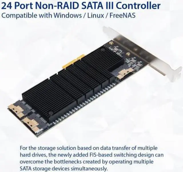 Alt view image 8 of 9 - 24 Port SATA III to PCIe 3.0 x4 NON-RAID Expansion Card