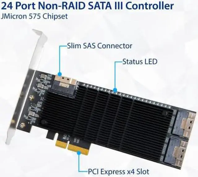 Alt view image 7 of 9 - 24 Port SATA III to PCIe 3.0 x4 NON-RAID Expansion Card