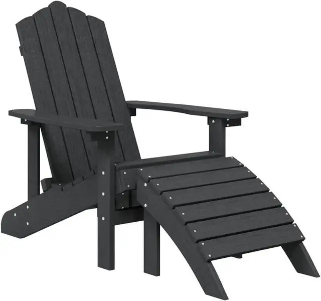 Main image of vidaXL Patio Adirondack Chair with Footstool HDPE Anthracite