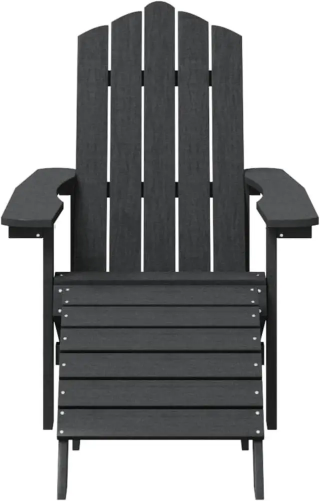 Alt view image 2 of 11 - vidaXL Patio Adirondack Chair with Footstool HDPE Anthracite