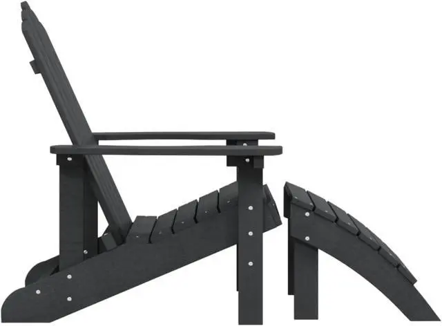 Alt view image 3 of 11 - vidaXL Patio Adirondack Chair with Footstool HDPE Anthracite