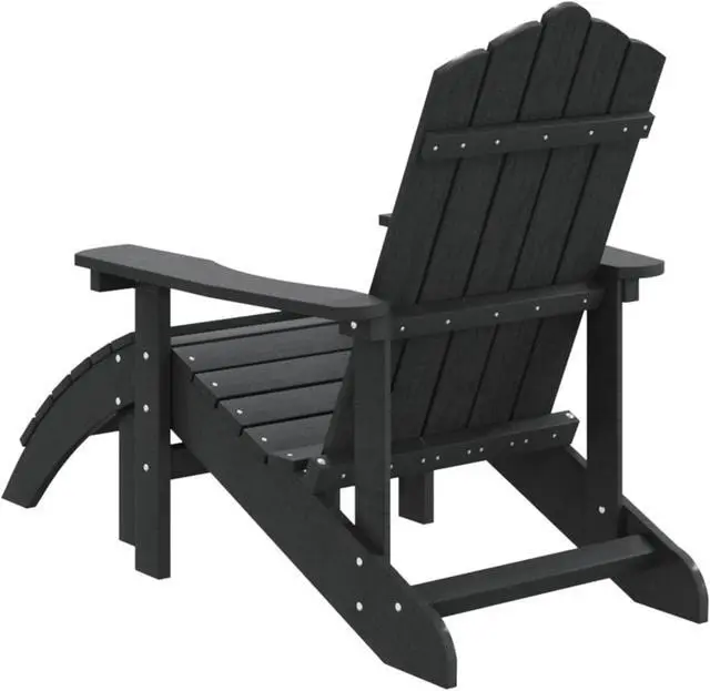 Alt view image 5 of 11 - vidaXL Patio Adirondack Chair with Footstool HDPE Anthracite