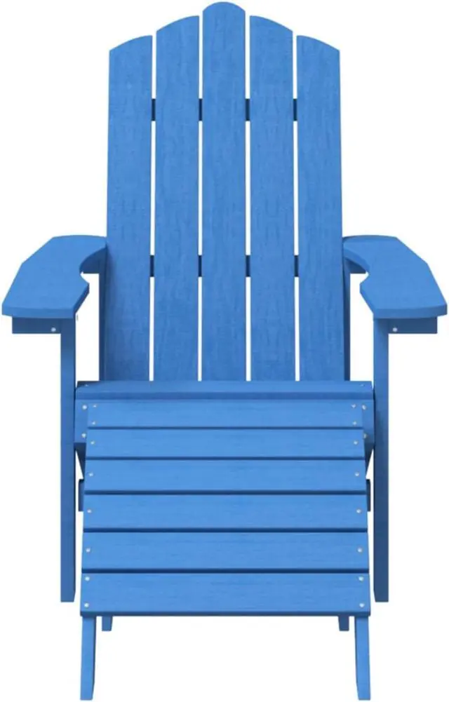 Alt view image 2 of 11 - vidaXL Patio Adirondack Chair with Footstool HDPE Aqua Blue