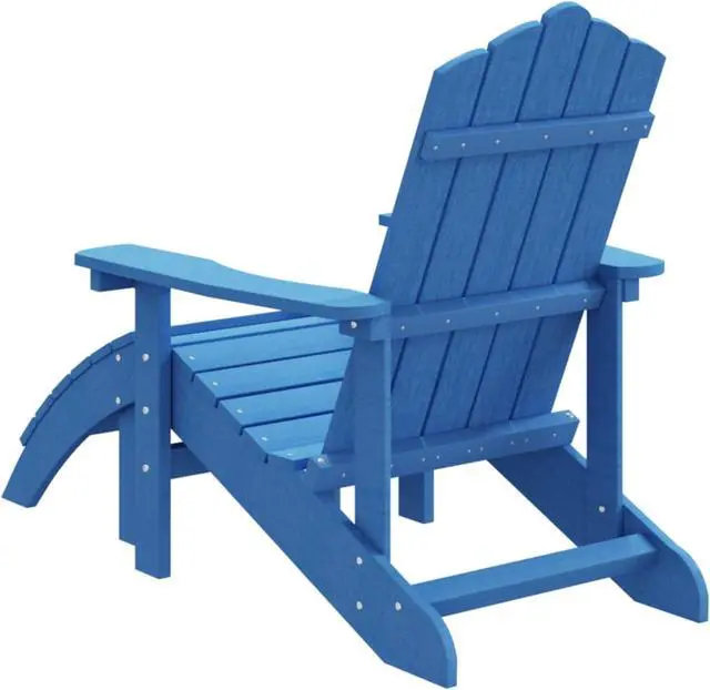 Alt view image 5 of 11 - vidaXL Patio Adirondack Chair with Footstool HDPE Aqua Blue