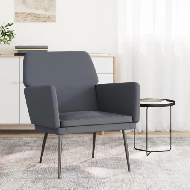 Alt view image 4 of 12 - vidaXL Armchair Dark Gray 24.4"x31.1"x31.1" Velvet