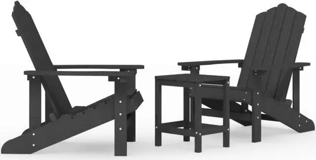 Main image of vidaXL Patio Adirondack Chairs with Table HDPE Anthracite