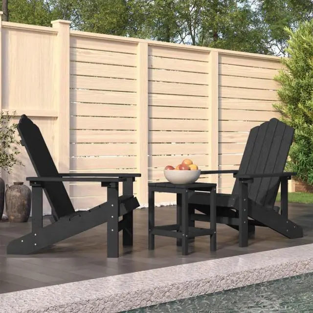 Alt view image 4 of 11 - vidaXL Patio Adirondack Chairs with Table HDPE Anthracite